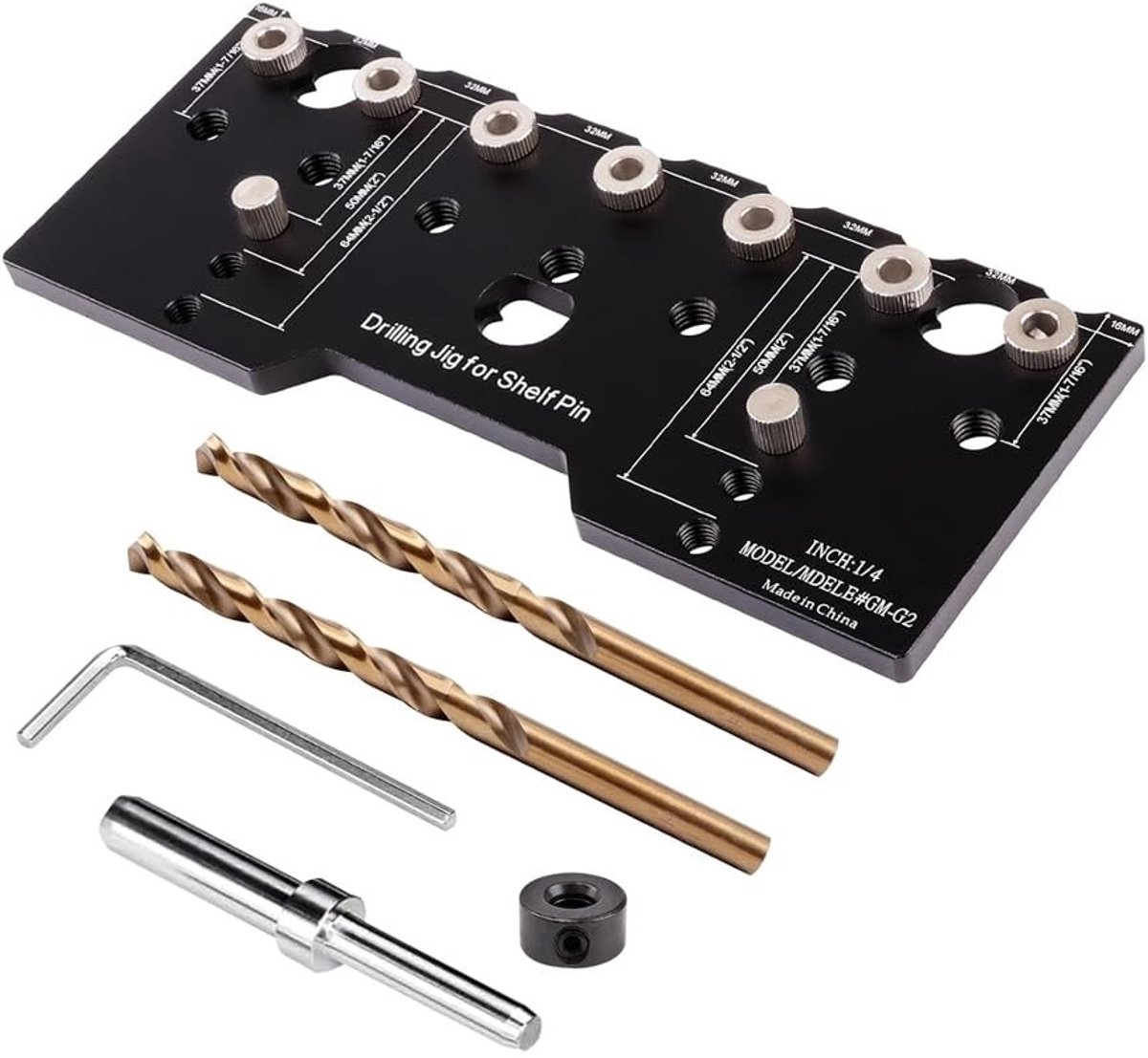 MTTProducts - Houtdowel Boorgereedschap - Voor Schappen en Kasten - Aluminium Jig - 32mm - Perfect voor Houtbewerking - Voor Beginners en Professionals