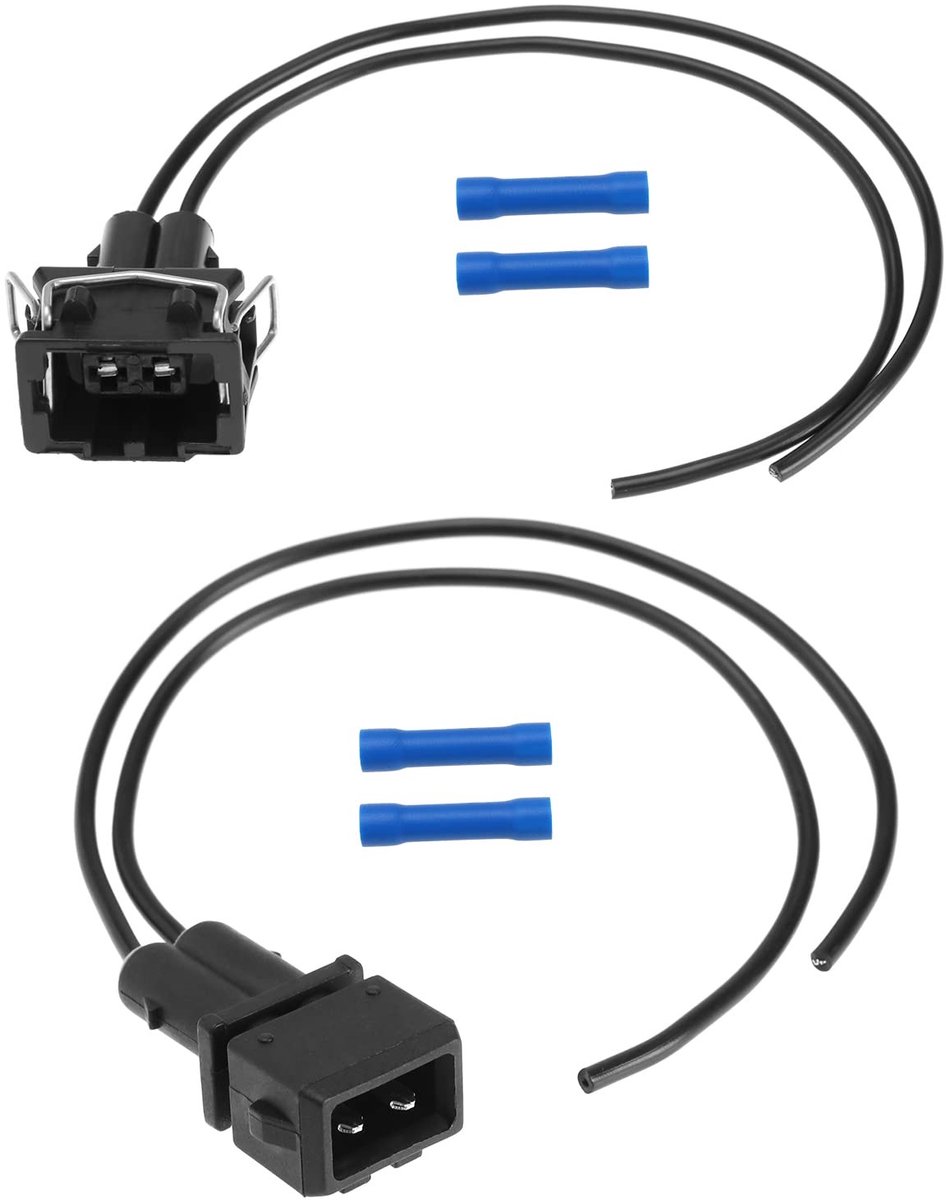Allecto - 2 Pins Elektrische Harnas Connector - Vervanging 357972752 - Zwart - Geschikt voor VW Skoda Seat - 18 cm Kabel