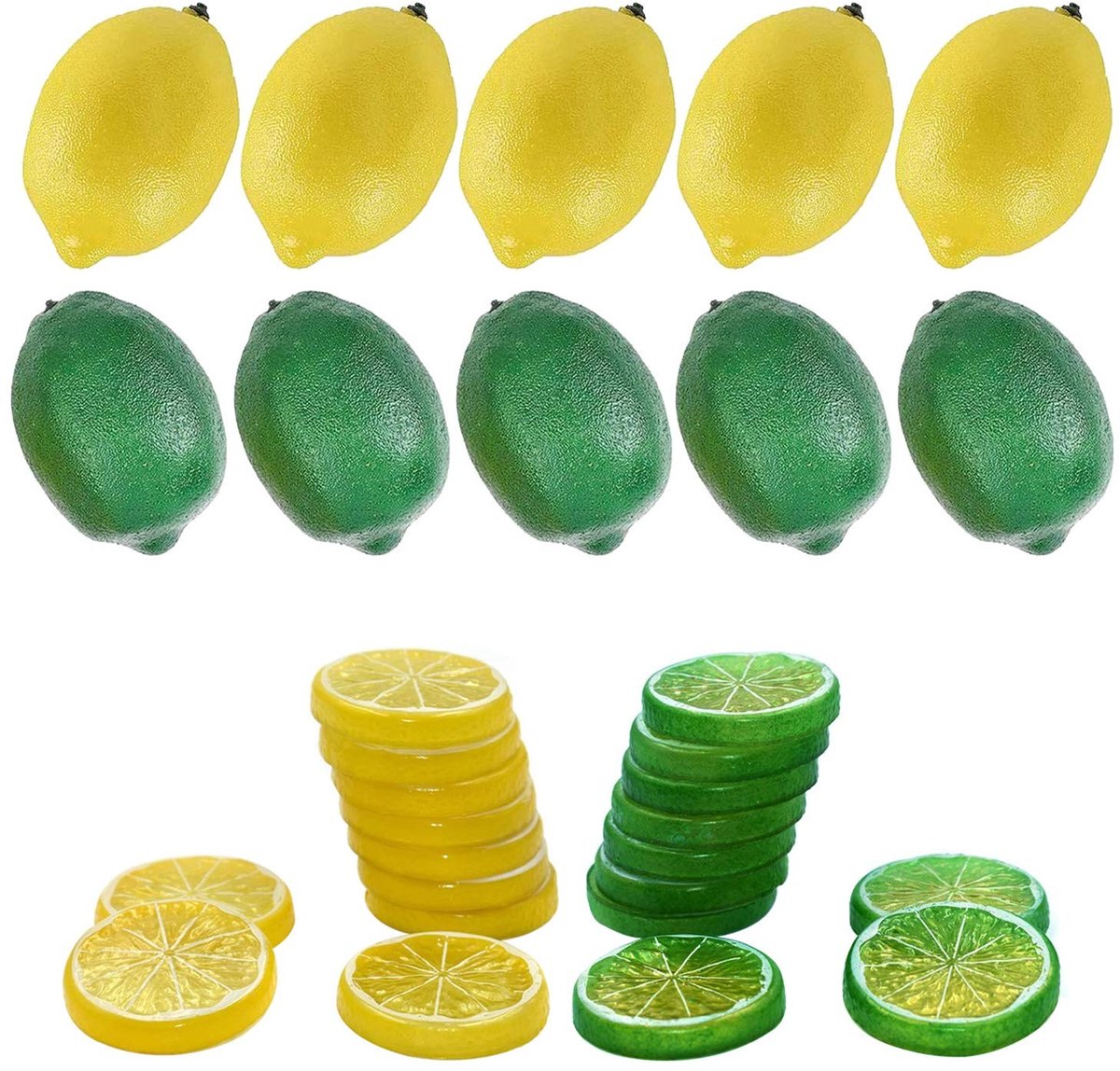 Allecto - Kunstmatige citroenen - Decoratie - Geel en groen - Nepcitroenen - Perfect voor feestjes en thuisgebruik - 30 stuks