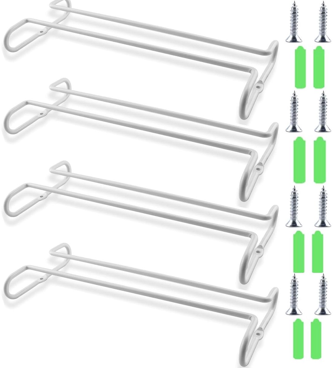 Allecto - Wandmontage wijn glas houders - Ruimtebesparend - Metalen rek voor 4 glazen - Wijn opslag - Makkelijk te installeren - Geschikt voor keuken
