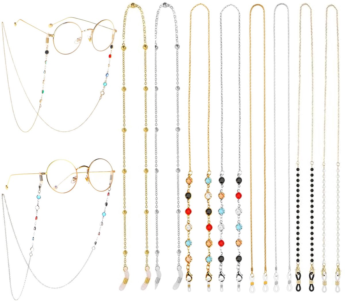 Allecto - Eyeglass Necklace - Beaded Brilketting - Elegant en kleurrijk - Zonnebrilketting - 8 Stuks - Geschikt voor Volwassenen