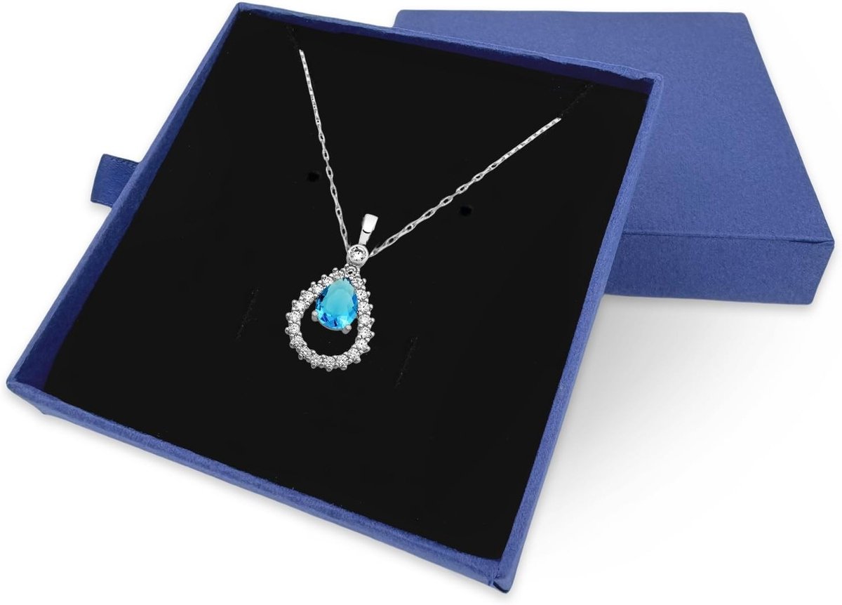 Kleine Papieren Sieraden Geschenkdoos voor Oorbellen, Ringen en Kettingen - 3,5 x 3,5 x 0,6 inch, Perfect voor Sieradenopslag en Cadeaus (Blauw, 1 stuk)
