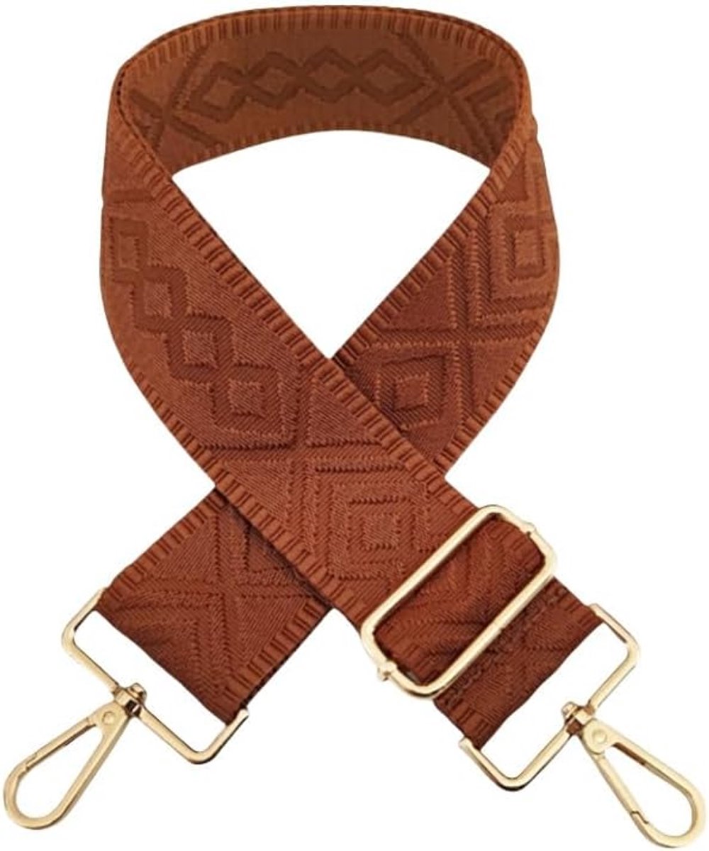 Tasriemen - Verstelbare Schouderriem Boho Stijl - 1 Stuk 5x72-130cm - Duurzaam Nylon met Robuuste Hardware - Voor Handtassen en DIY Accessoires - Bruin