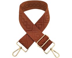 Tasriemen - Verstelbare Schouderriem Boho Stijl - 1 Stuk 5x72-130cm - Duurzaam Nylon met Robuuste Hardware - Voor Handtassen en DIY Accessoires - Bruin
