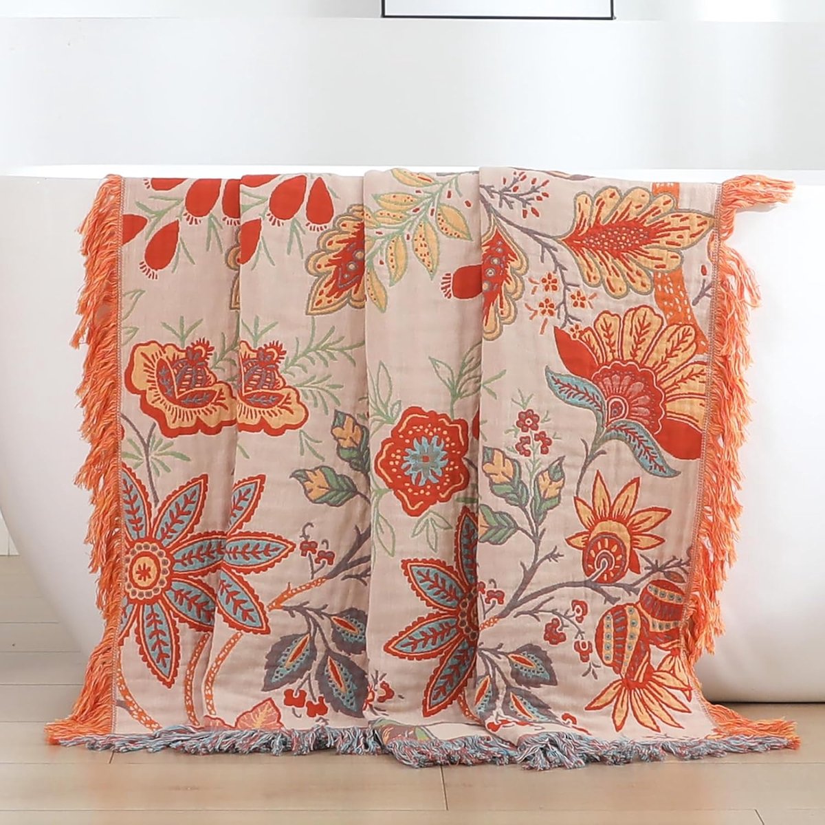 Sprei in boho-stijl-100% katoen- 150 x 200 cm- knuffeldeken- omkeerbare deken voor bed- bank en woonkamer- cadeau-idee voor familie en vrienden — cadeau in Wonen & Interieur - foto 2