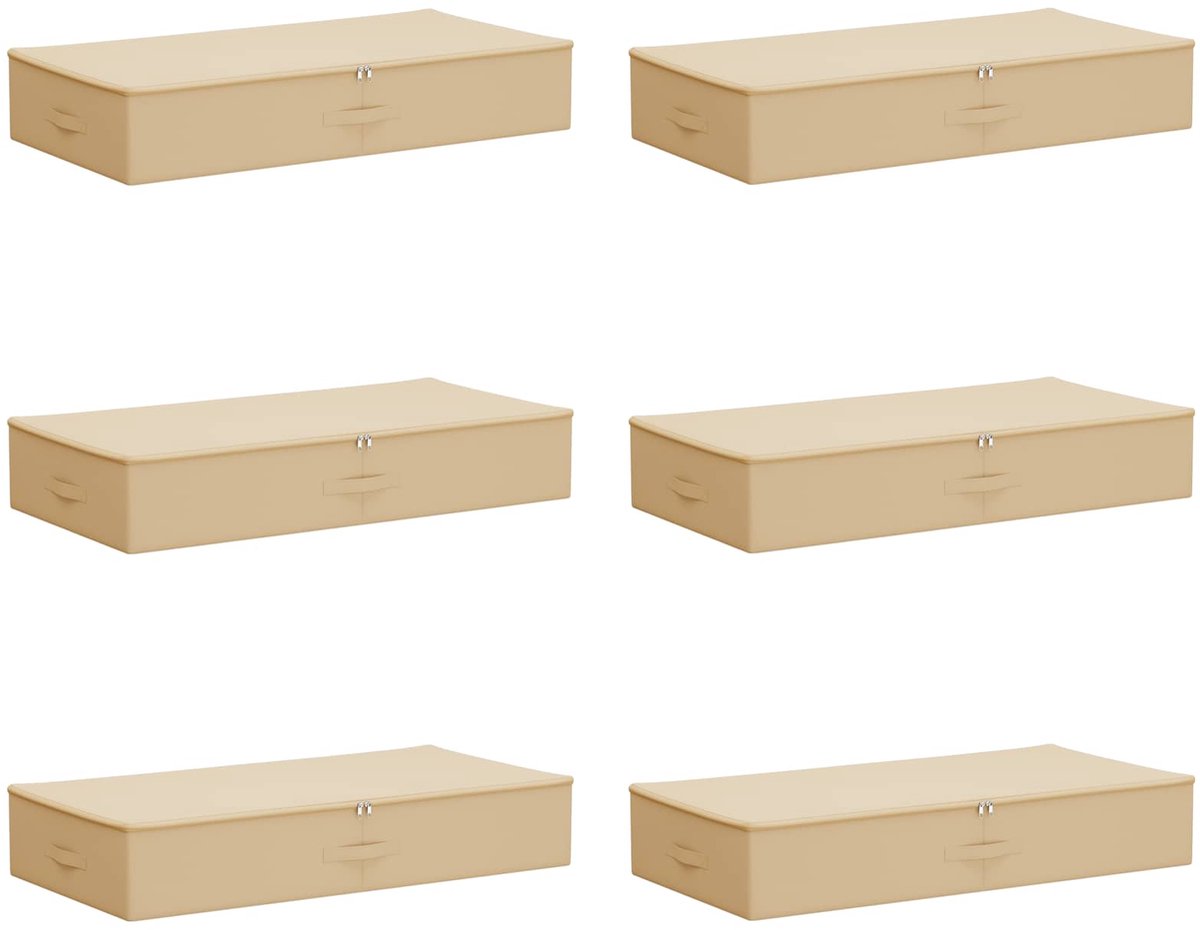 vidaXL - Opbergbox - 6 - pcs - Crèmekleurig - 90 - x - 48 - x - 15 - cm - Nonwoven - stof