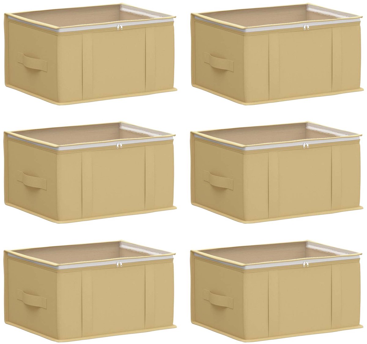 vidaXL - Opbergdoos - met - transparant - bovenraam - 6 - pcs - Crèmekleurig
