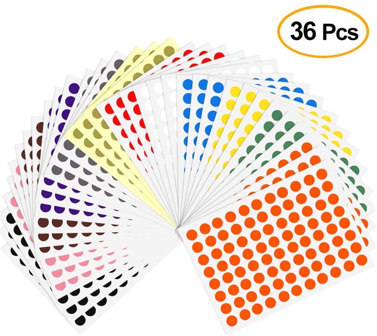 aladdien - Kleurcode Stickers - 8mm ronde dot stickers - Multicolor - Sticky labels voor organisatie - 3168 punten - Geschikt voor school en kantoor