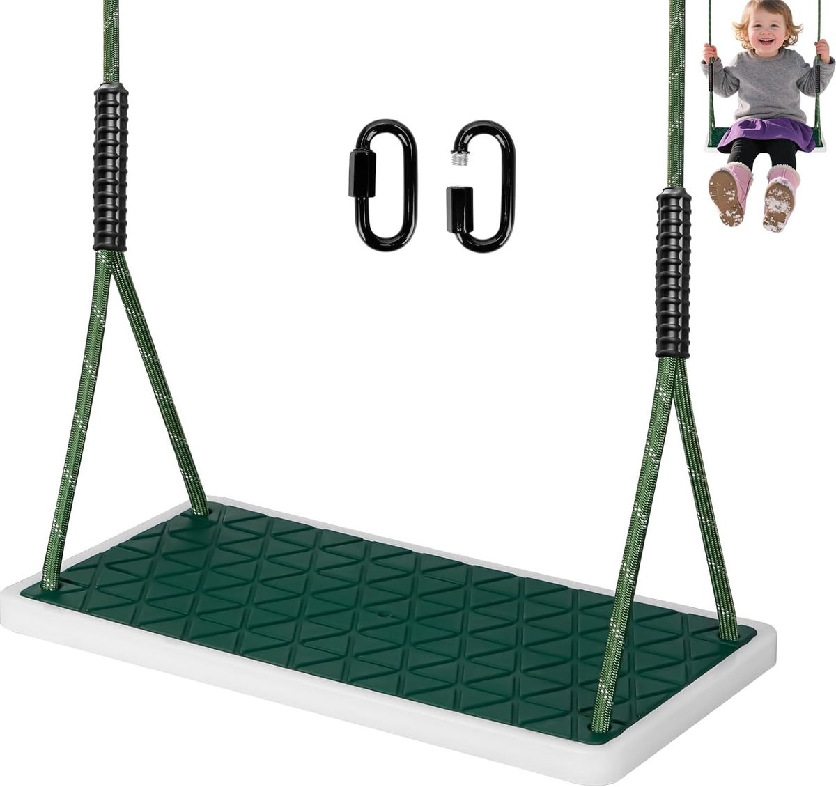 Comfortabele Schommelstoel voor Buiten, Antislip Boomschommel met Verstelbare Touwen, Geschikt voor Tuin en Speelplaats, Draagvermogen 270 kg
