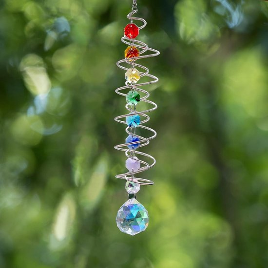 Decoratieve Zonvangende Kristallen Windspinner van 45 cm, Kleurige Dubbele Spiraal voor Buiten, Lichtvangende Hangdecoratie — afbeelding 2