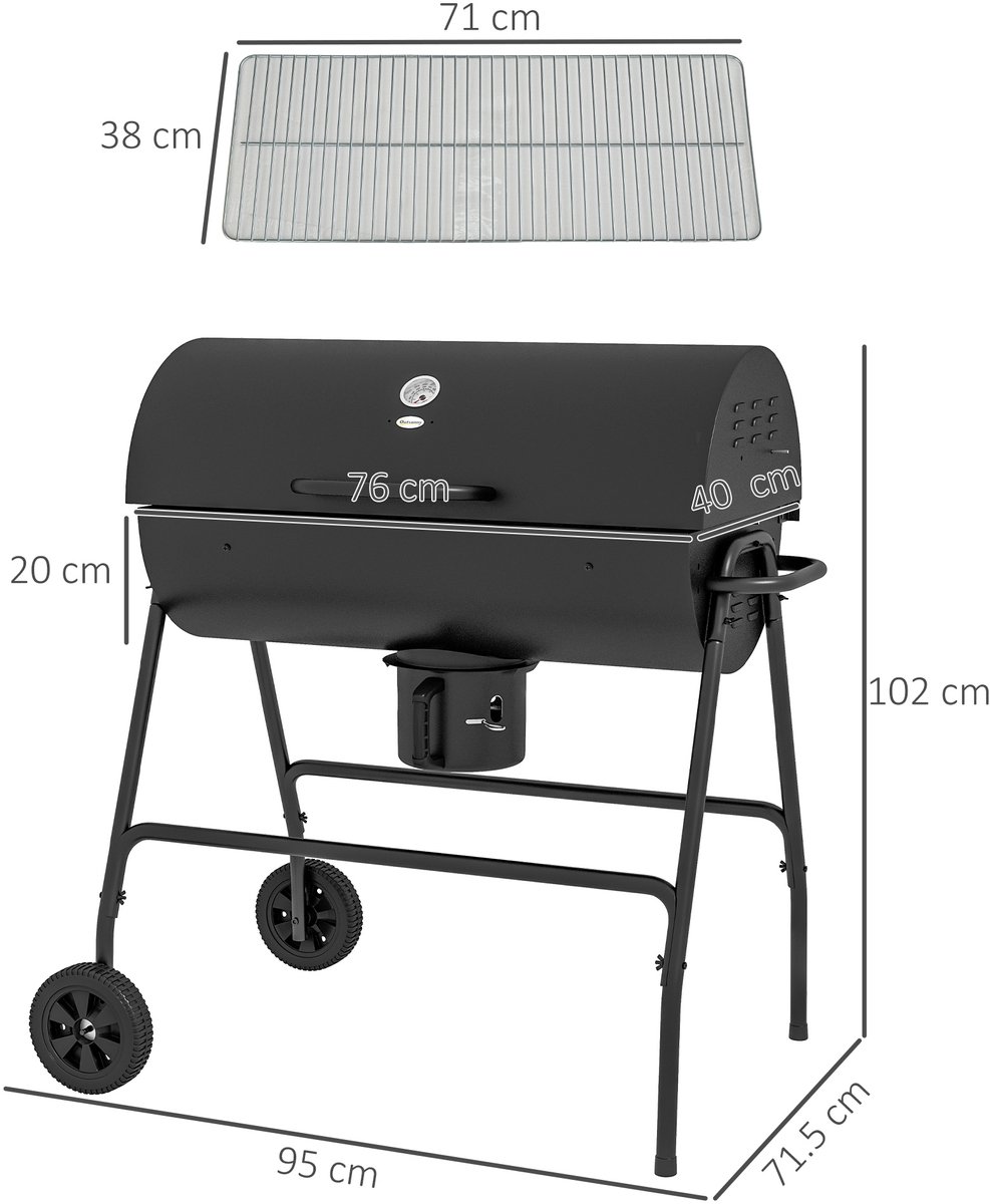 Houtskool Barbecue - Metaal - Zwart - 95x71.5x102cm - Buiten Gebruik