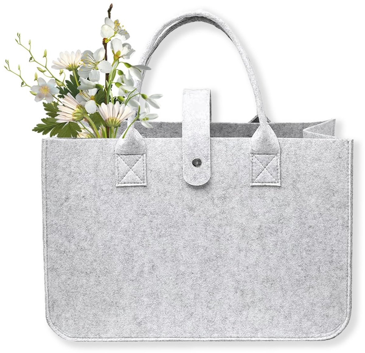 Vilten tas shopper 30 x 20 x 17 cm - Opvouwbare boodschappentas met handvat