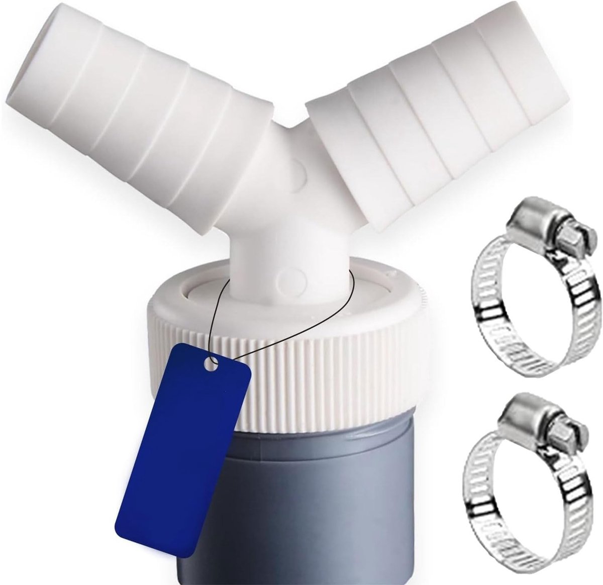 NTHProducts - Dubbele afvoerverbinding Y - Afvoeradapter - Geschikt voor wasmachine en vaatwasser - Ø40 mm - Inclusief metalen klemmen - Efficiënte afv...