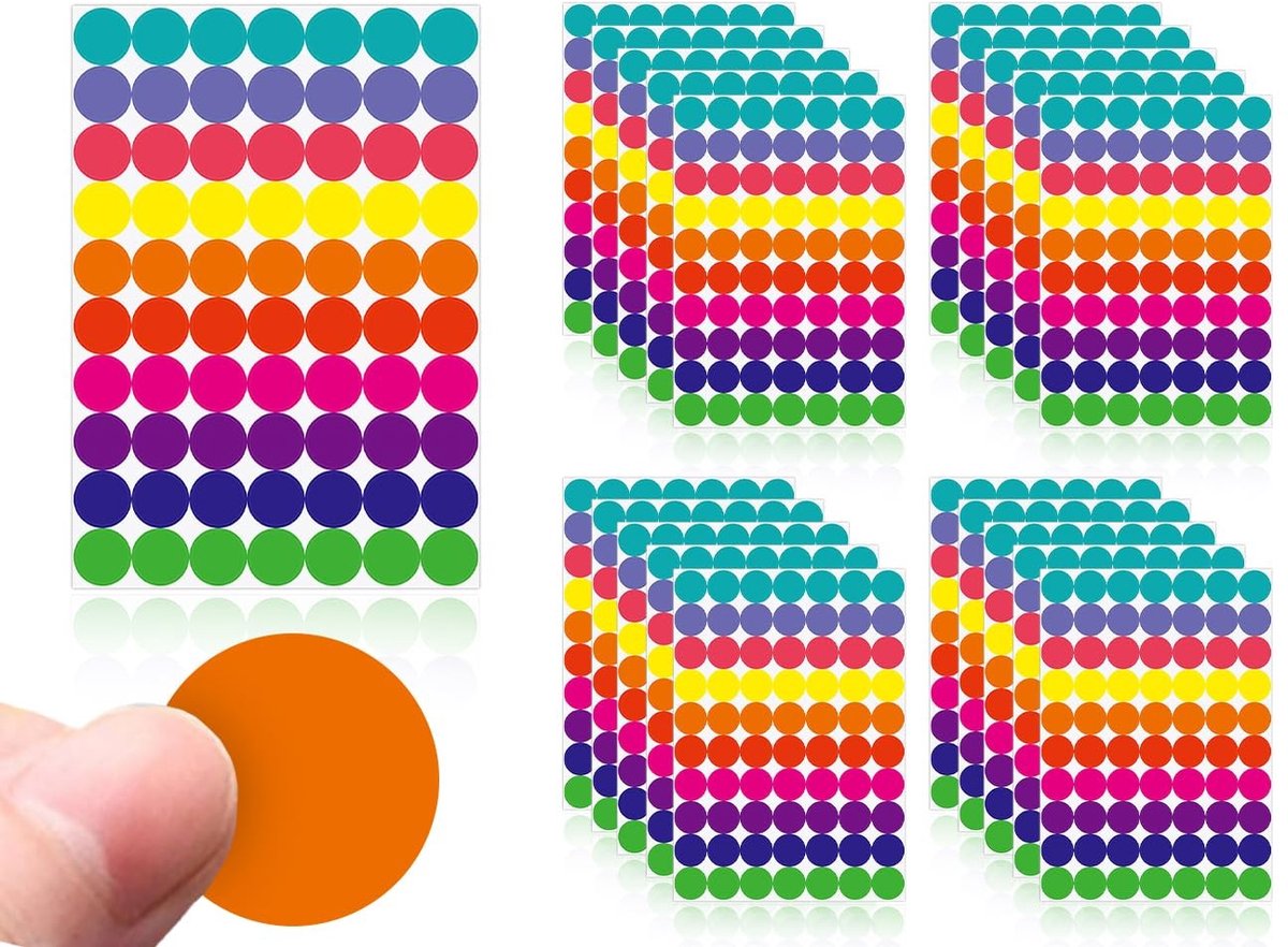 NTHProducts - Adhesive Dots - Kleurige Sticker Dots - 1400 Stuks - 20 mm - Zelfklevende Labels - Voor Kantoor - School - Handgemaakt