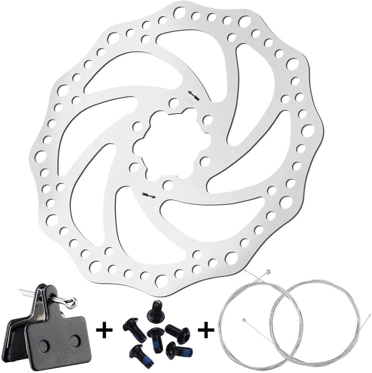 NTHProducts - Fietsremschijf - Roestvrij staal - 160 mm - Disc Brake - Geschikt voor Shimano SM-RT54 - Inclusief remkabels