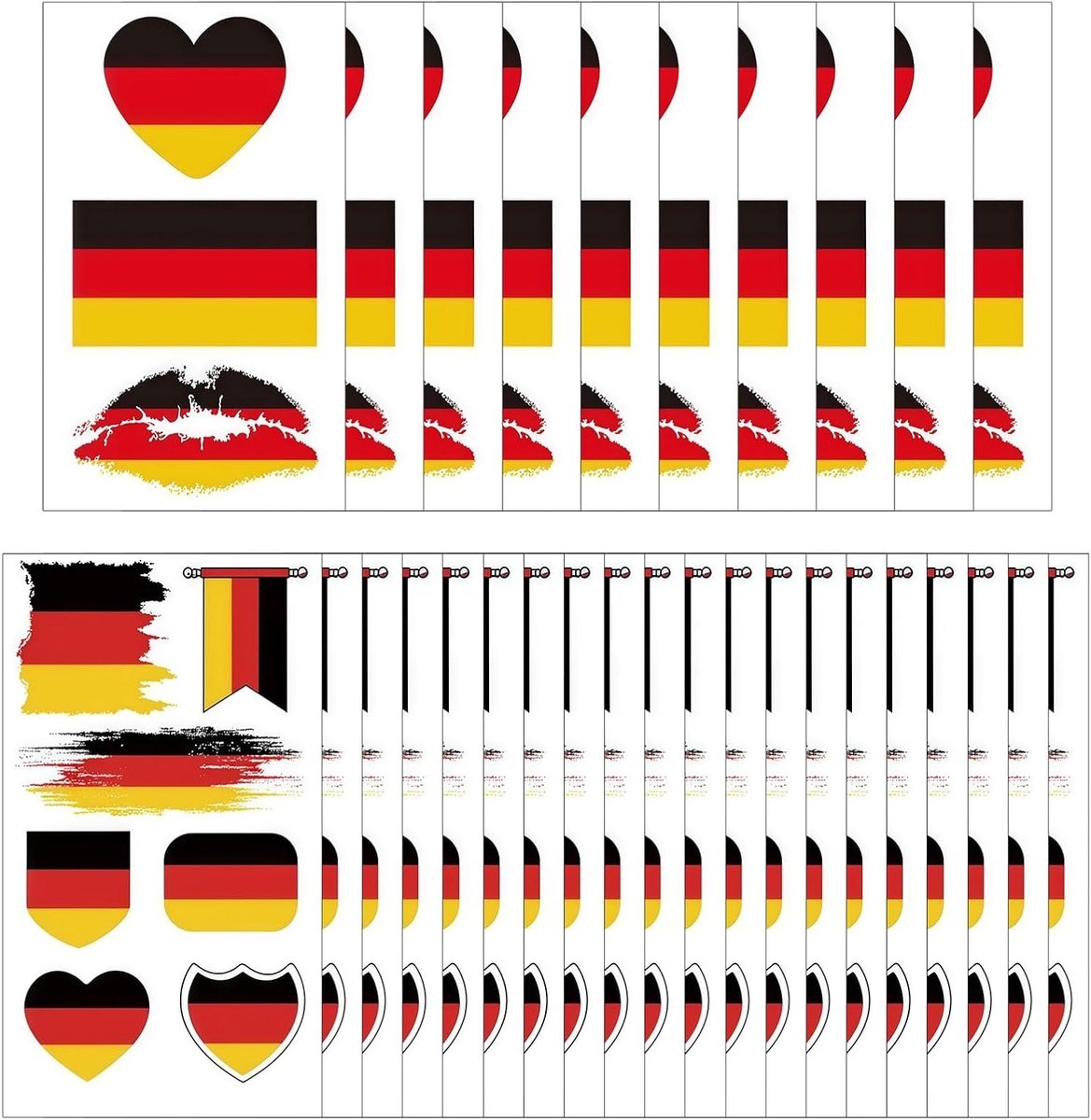 Duitse fanartikelen: 30 stuks stickers en tattoos voor voetbal, helmstickers voor mannen en vrouwen