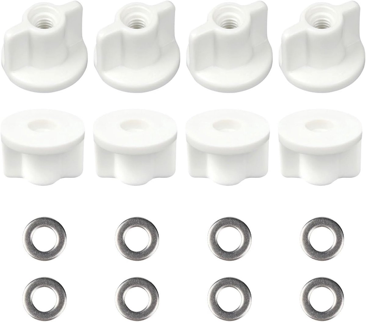 6 Sets Toiletbril Bevestigingsmoeren en Ringen, Vervangingsonderdelen voor Onderste Bevestiging, M6 Draadmoeren voor Badkameronderhoud en Installatie