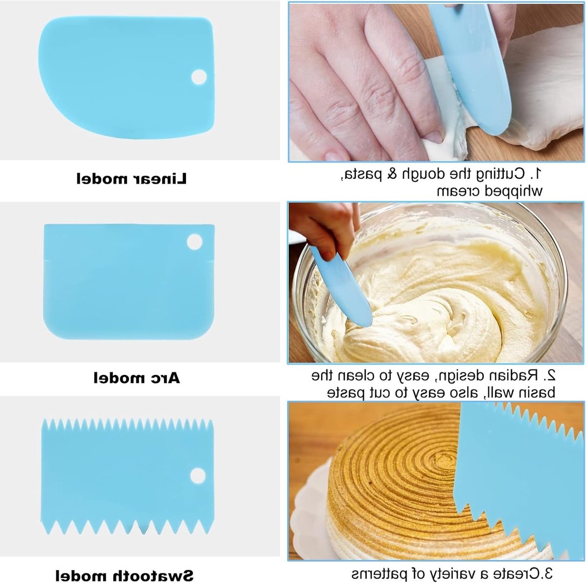 Set van 6 Deegspatels voor Bakken, Taart Decoratie, Deegschraper en Frosting Tools in Roze