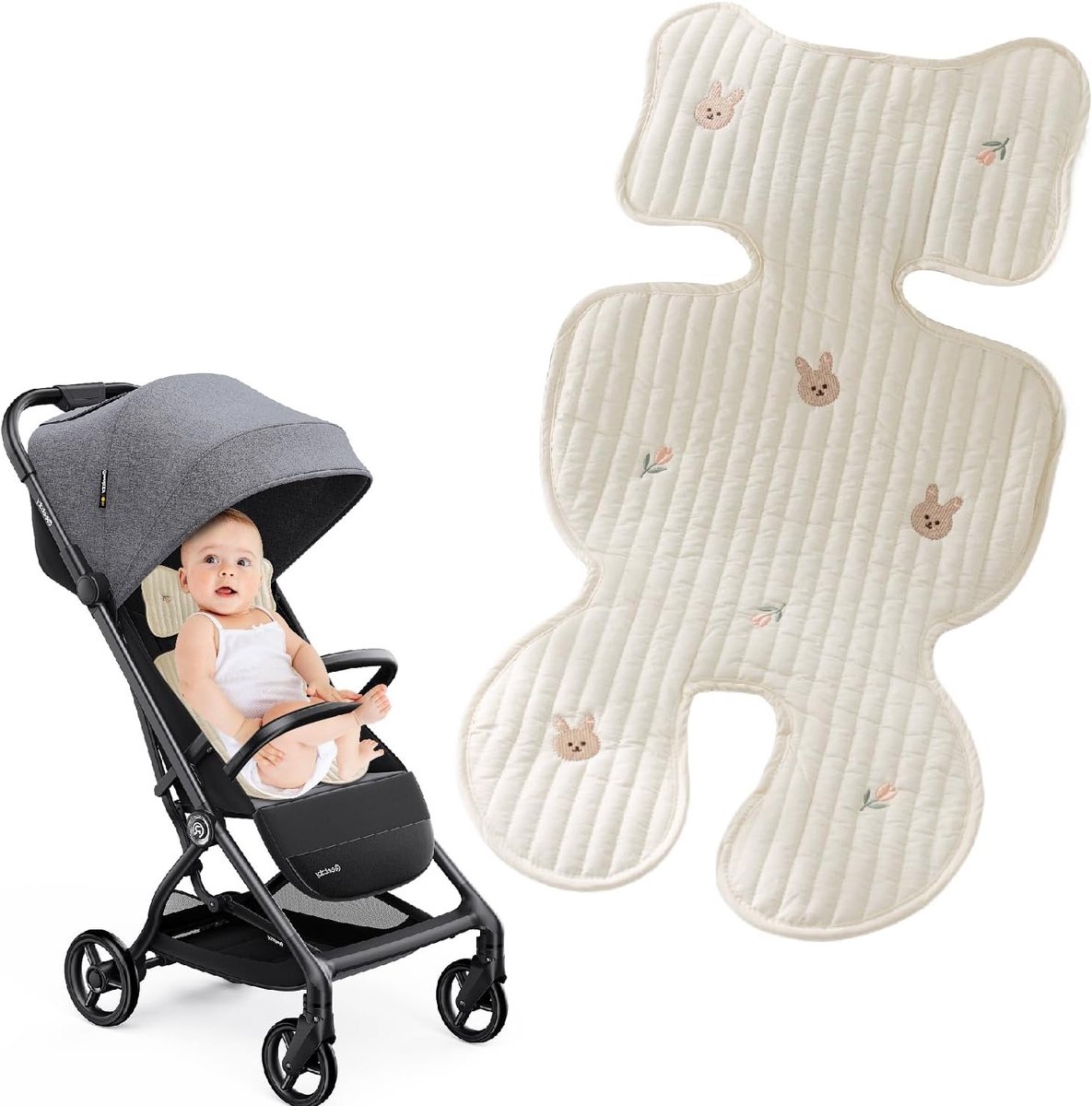Ademend Zomer Zitkussen voor Buggy - Universeel Baby Zitkussen, Wasbaar, Bescherming tegen Vlekken, 72 x 40 cm