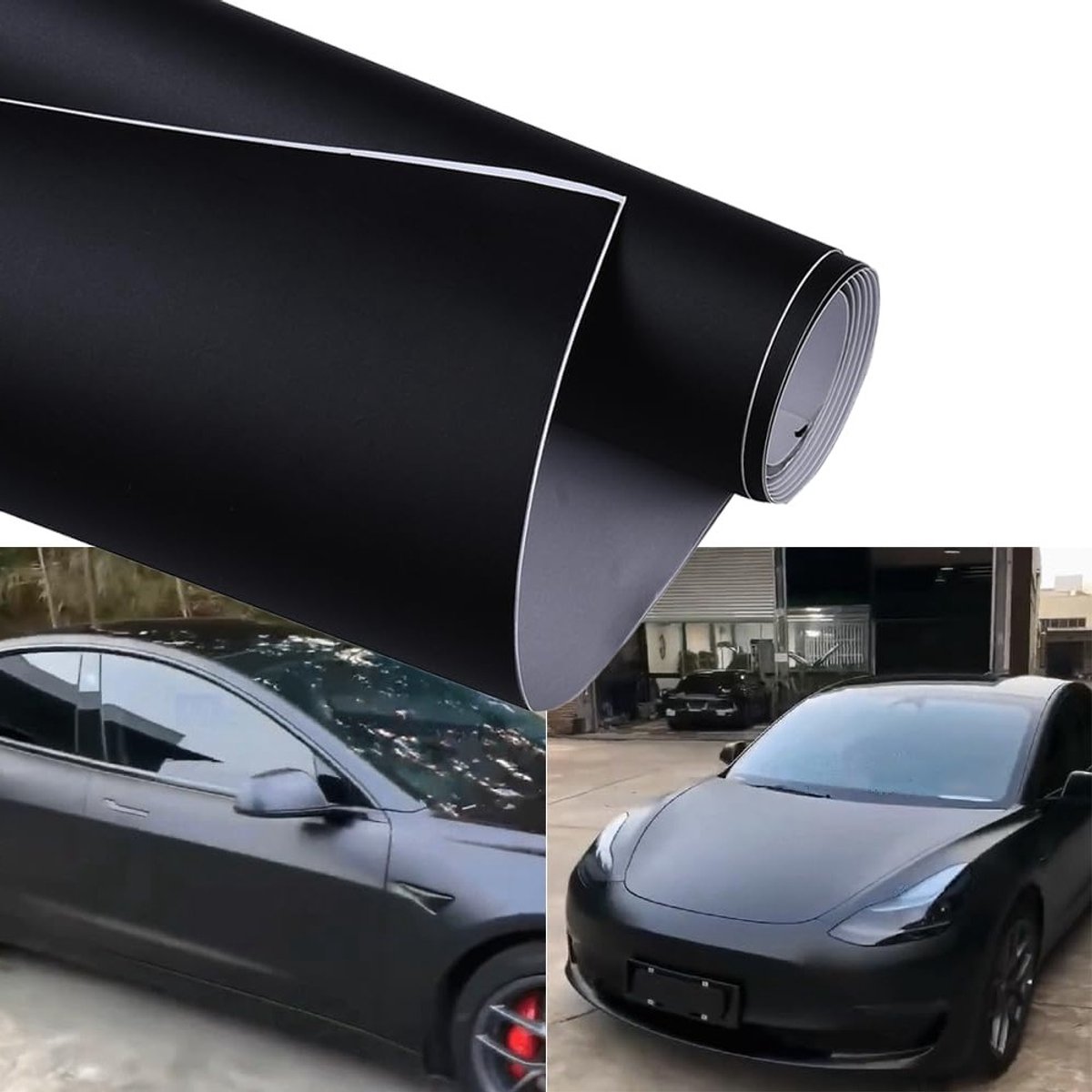 Matte Zwart Zelfklevend Car Wrap Folie met Luchtkanalen voor Auto, Motor en Fiets - 50 x 152 cm
