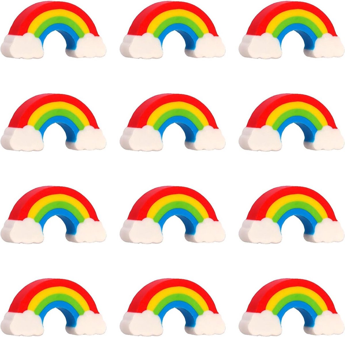 Kleurrijke Regenboog Gum Set van 12 voor Kinderen - Perfect voor School en Kantoor, Mini Gummen voor Creatieve Activiteiten