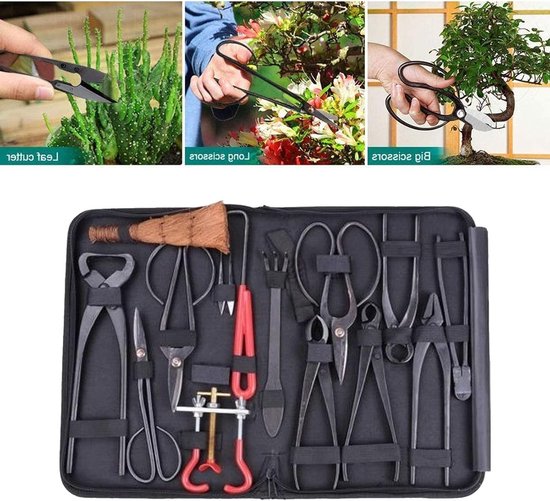 SnelShoppen - 14-delige Bonsai Gereedschap Set - Professionele Carbon Stalen Bonsai Scharen, Fork, Concave Cutter en Case - Ideaal voor Tuinliefhebber van Snelshoppen — afbeelding 3