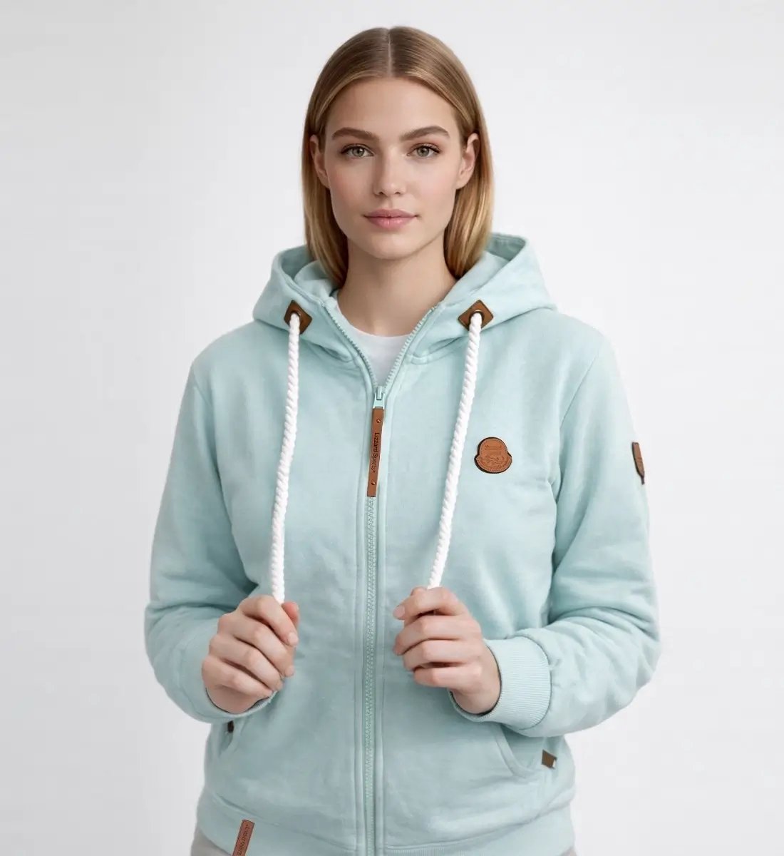 Lizzard Sports Dames Hoodie met Rits Mint Maat M - Dames vest met Rits en Capuchon - Comfort Fit