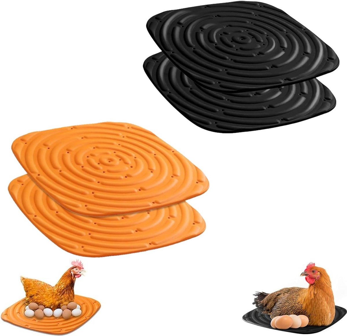 Set van 4 Herbruikbare Kippen Nesten, Legnesten voor Hennen, Nestbox Matten, 30 x 30 cm, Aanpasbaar voor Verschillende Formaten