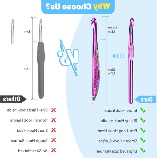 Ergonomische Haaknaalden Set van 6mm-10mm met Lange Bloemhandgreep - Perfect voor Haken, DIY Projecten en Breien, Geweldig Cadeau voor Moeders van Merkloos — afbeelding 4