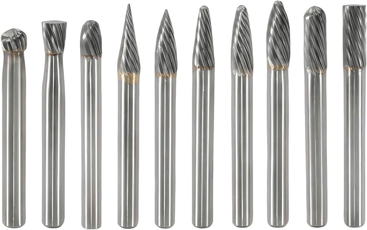 Carbide Freespen Set van 10 Stuks, Roterende Booraccessoires voor Scherpen, Houtsnijwerk, Metaal Polijsten en Graveren met 6 mm Schacht