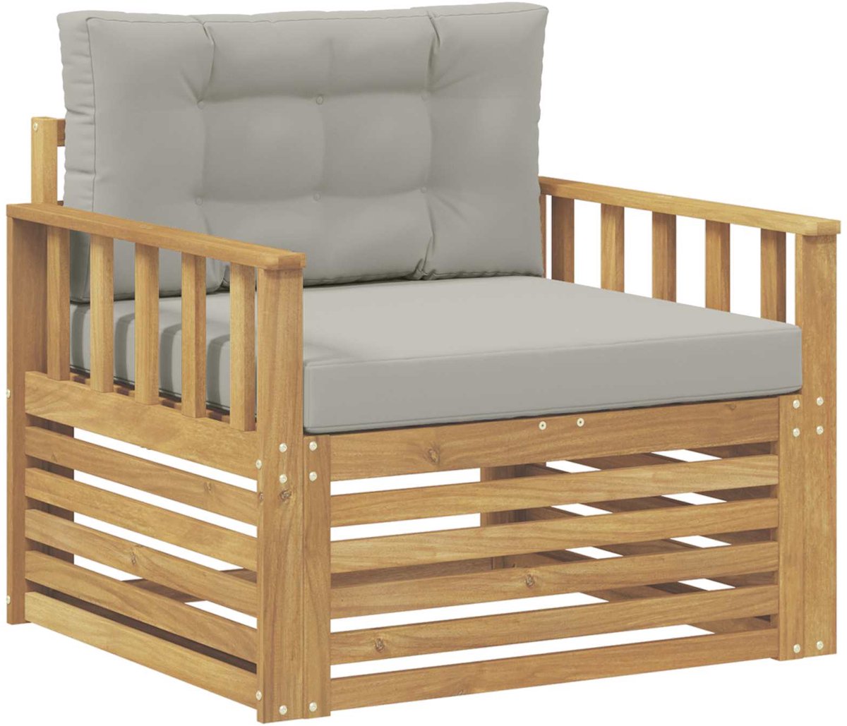 vidaXL - Buitensofa - Polyester - Wit - en - lichtgrijs