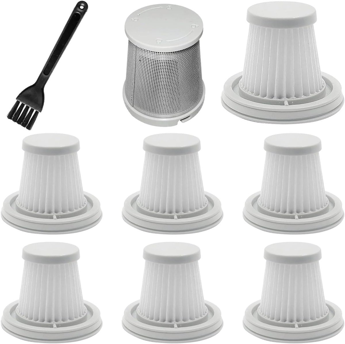 HEPA Filterset voor Slim V8, V10 en V8 Apex Stofzuiger - Inclusief RVS Voorfilter en Schoonmaakborstel, 7 Stuks