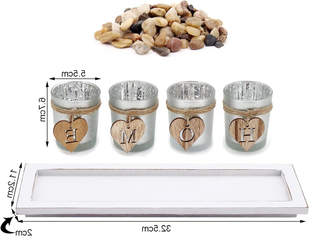 Set van Glazen Kaarsenhouders, Tealight Houder voor Tafel, Woonkamer en Thuisdecoratie - Stijlvolle Accessoires voor een Gezellige Sfeer — cadeau in Wonen & Interieur - foto 3