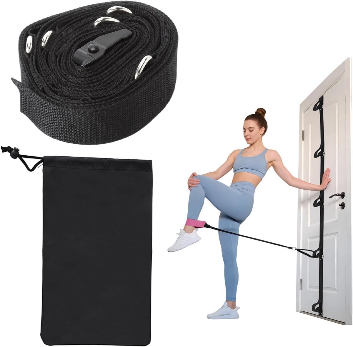 Ankerband voor Deur - 5 Punten Verstelbaar - Versterkt Nylon - Geschikt voor Thuisfitness - SnelShoppen