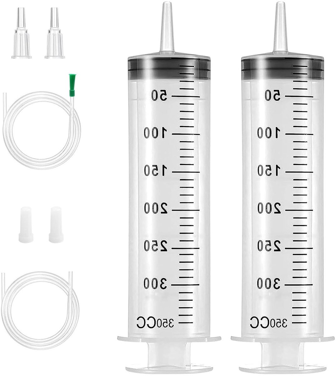 Set van 2 herbruikbare spuiten van 350 ml voor olie, lijm en vloeistoffen in laboratoria, industrie en tuinonderhoud