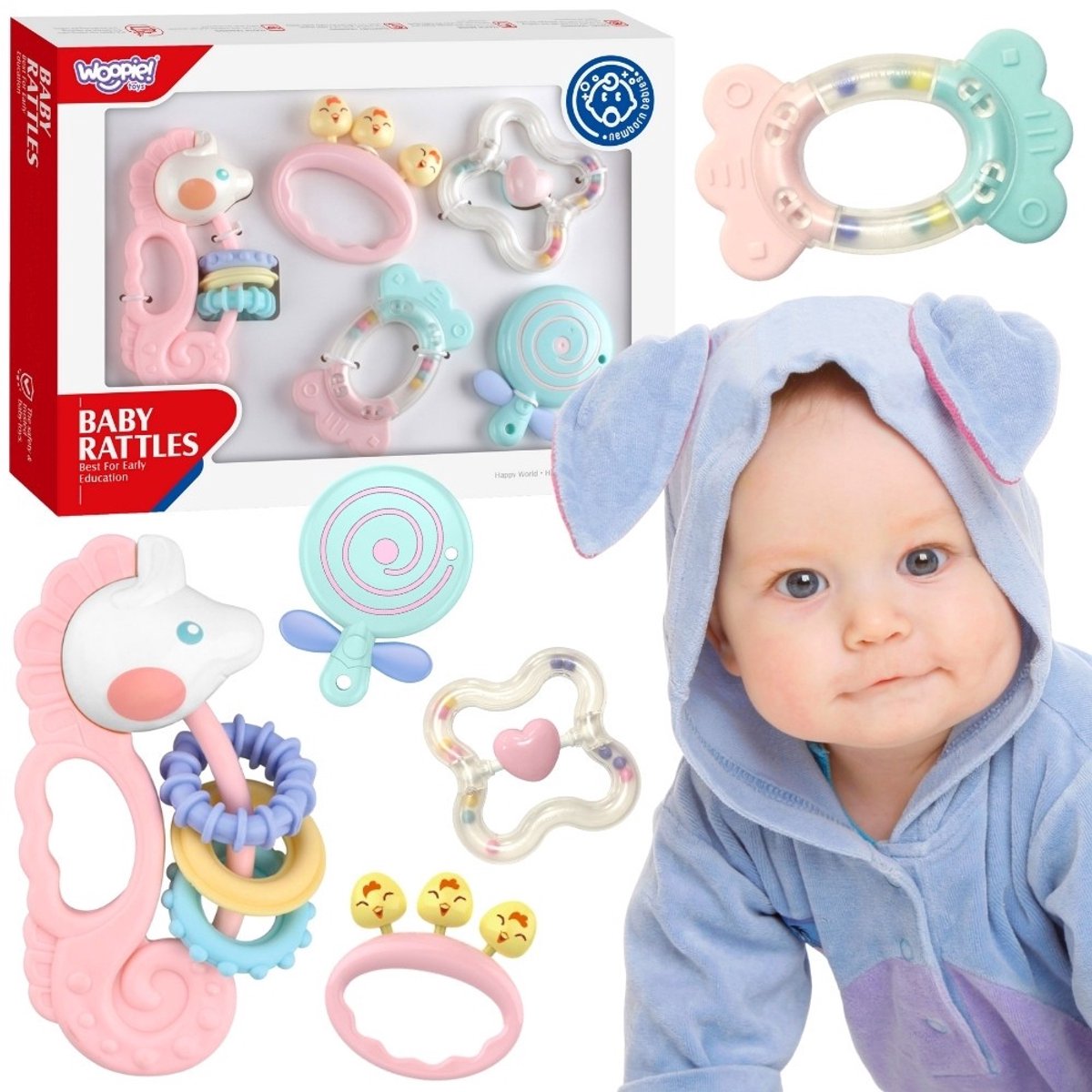 Woopie Baby Sensorische Rammelaar Bijtringset - UNI