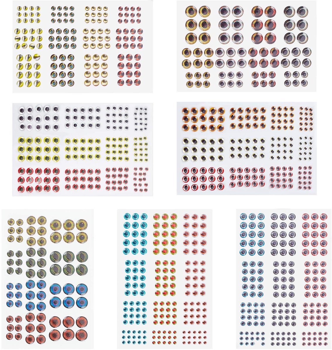 VT Goods - 3D Vissen Lokken Ogen - Realistische Nep Ogen - 1020 Stuks - Vliegbinden Accessoires - Holografisch - Voor DIY Vissen Aas