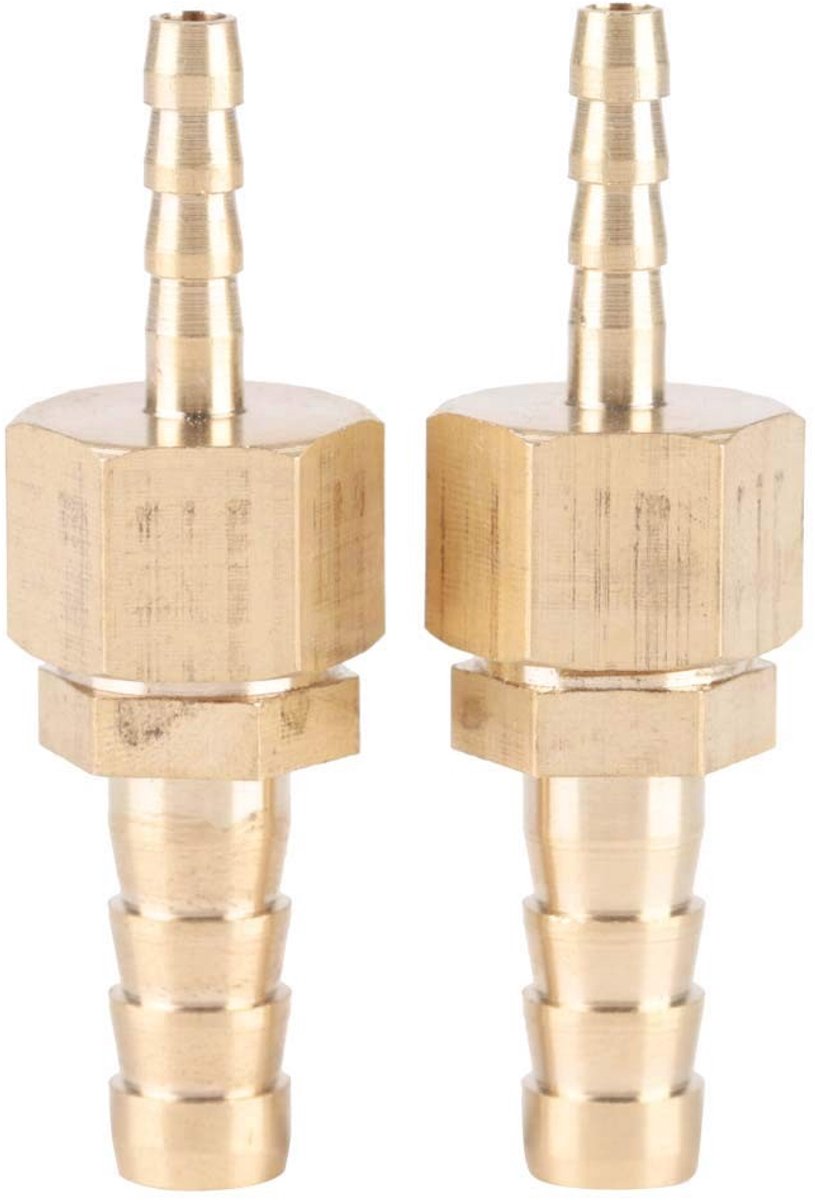Vt products - Brass Hose Barb Connector - Koppelingen voor Tuin - Duurzaam en Corrosiebestendig - 2 Stuks - Verbindingsstukken voor Slangen - Geschikt