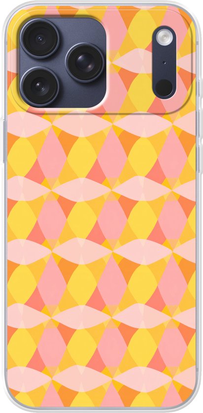 Telefoonhoesje Geschikt voor iPhone 17 Pro max hoesje - Kleurrijk - Ruitpatroon - Bladvormen - Siliconen Telefoonhoesje Telefoonhoesje