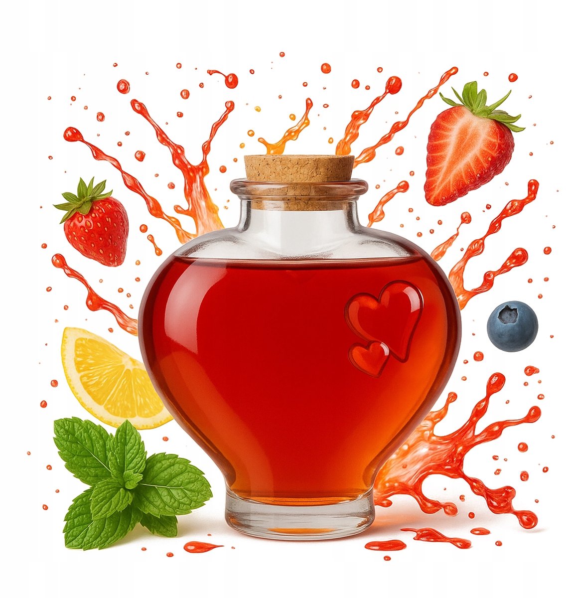 Bimberek LOVE Serie - Glazen Fles - 650ml - Hartvorm - Houten Kurk