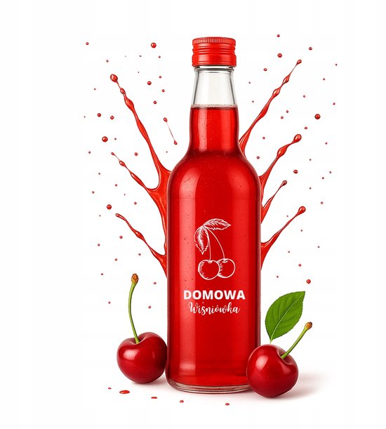Bimberek - Monopol Serie - Glazen Flessen met Print - 500ml - Voor Huisgemaakt Kersenlikeur van Bimberek — afbeelding 2
