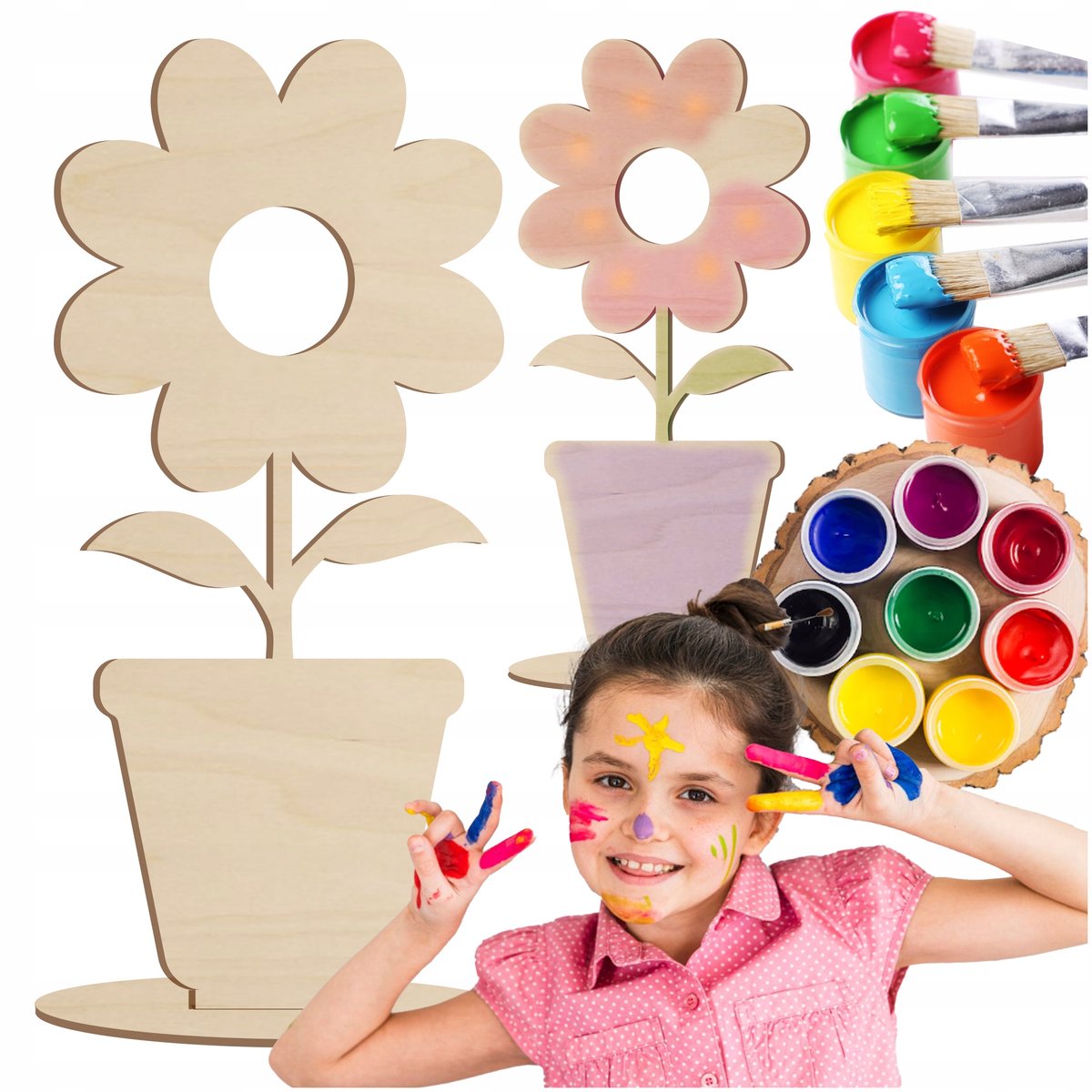 SMX Design - Houten Bloem in Pot - Decoratiestuk - Dauw voor Oma en Mama