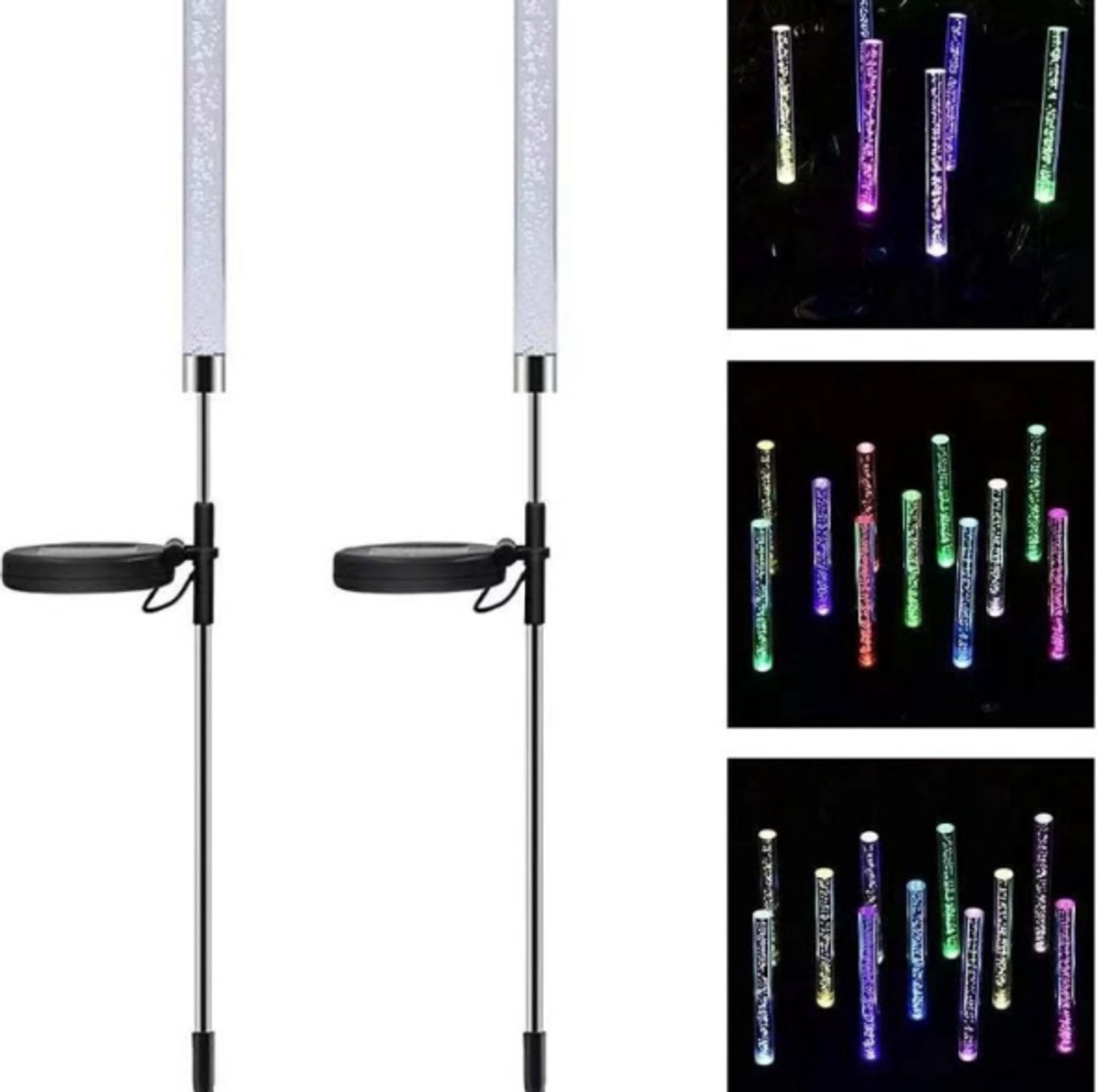 Oneay 2 stuks zonne tuinverlichting – Acryl bubbellampen met kleurverloop – Waterbestendig en draadloos – Voor tuin, terras en paden