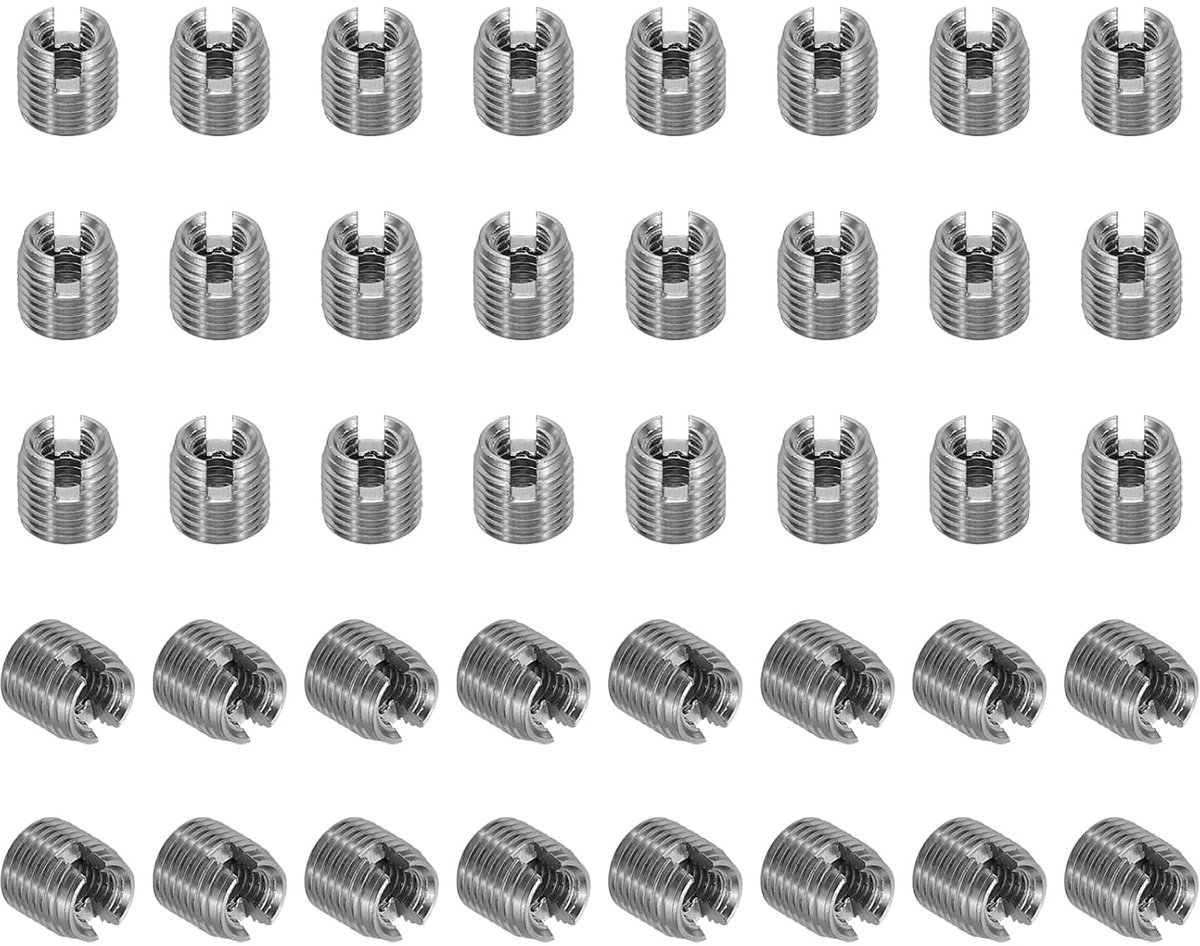 Self Tapping Thread Inserts - 40pcs M3 x M5 x 5mm - 303 RVS Thread Adapter Reducer Slotted Screw Repair Inserts Nuts Sleeve