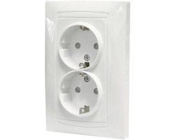 Dubbel Inbouwstopcontact - Wandcontactdoos Schuko - Veilige Stroomvoorziening - Elegant Design - 16A - Wit