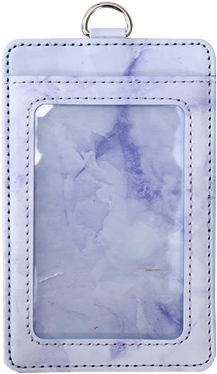 Marmer ID Kaarthouder voor Kantoor en School met Retractable Buckle en Neopreen Halsband, Transparante Kaartsleuf, Paars