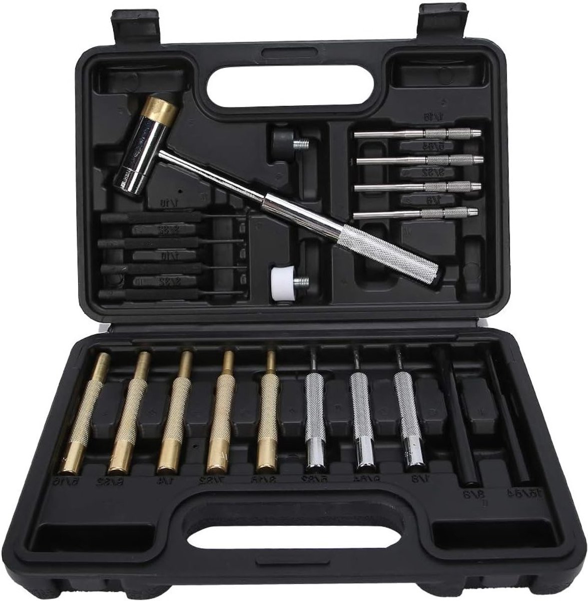 Complete Set van 21 Stuk Punch Maker en Stansmachine met Hamer in Draagtas voor Rond Ponsen en Onderhoudsdoeleinden