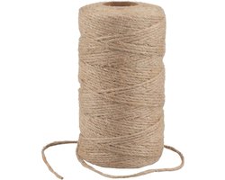 Jute Touw 100 m Bruin 2 mm - Sterk 3-Ply Tuin Touw voor Creatieve Klussen, DIY Projecten en Tuinieren
