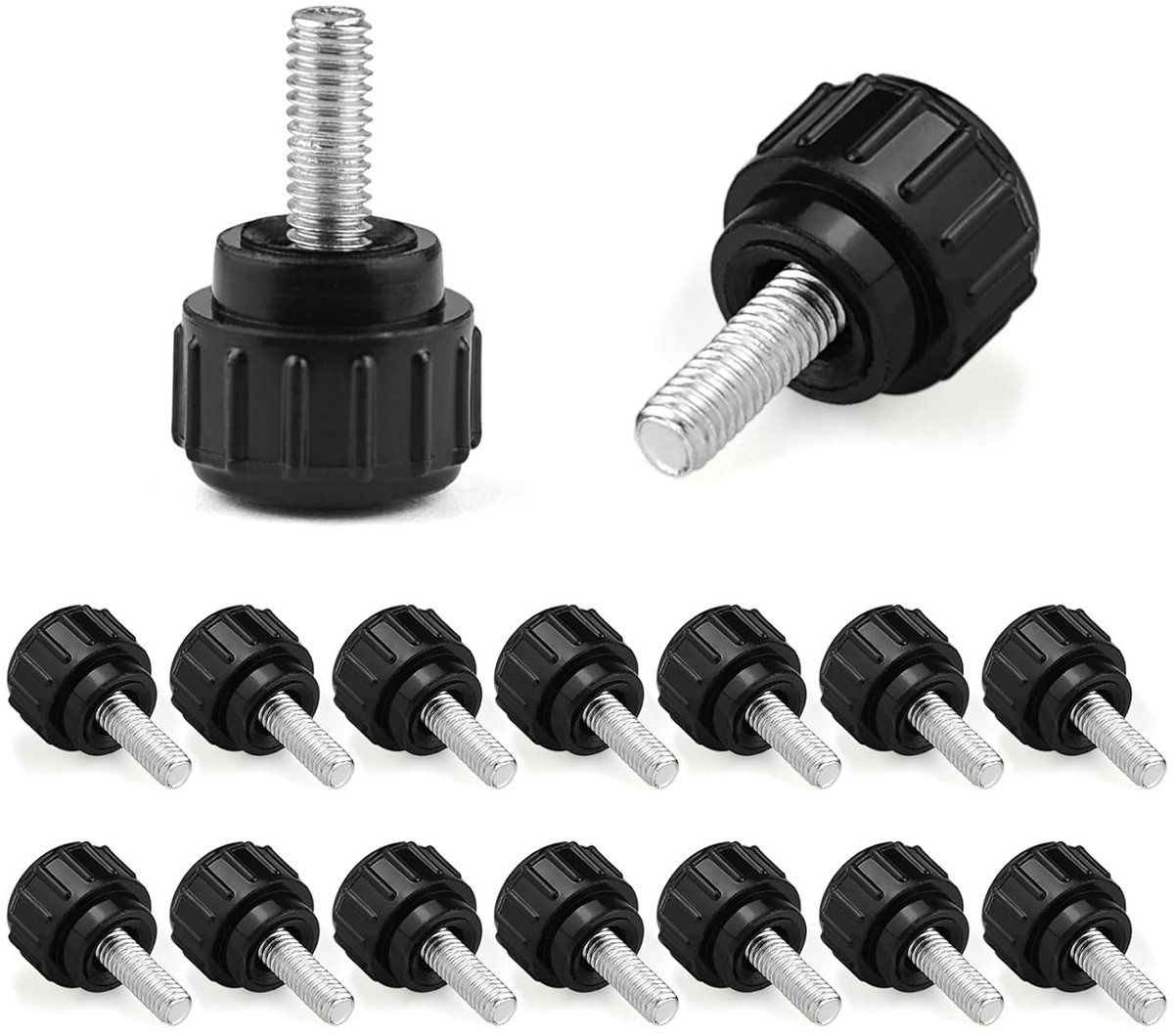 Knurled schroeven set van 16 stuks, M4 x 10mm, carbon staal, ster grip schroeven, vervangingsschroeven voor handgrepen, mechanische vergrendeling en montageaccessoires
