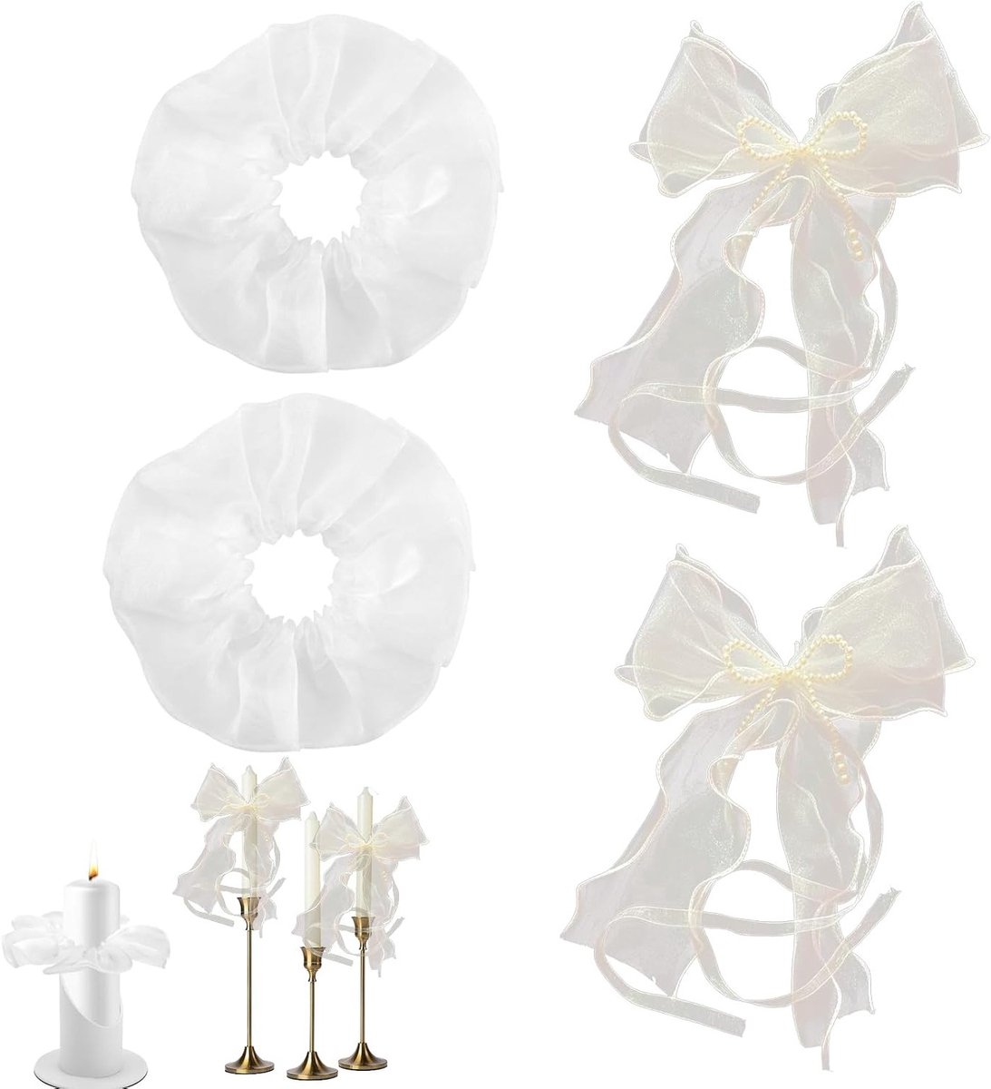 Uitstekende Drupbescherming voor Kaarsen - Elegante Drupvanger, Organza Bescherming, Verfijnde Kaarsenmanchetten en Kaarsrok voor een Nettere Verlichting